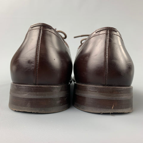 PRADA Size 11 Brown Leather Round Toe Dress Shoes
