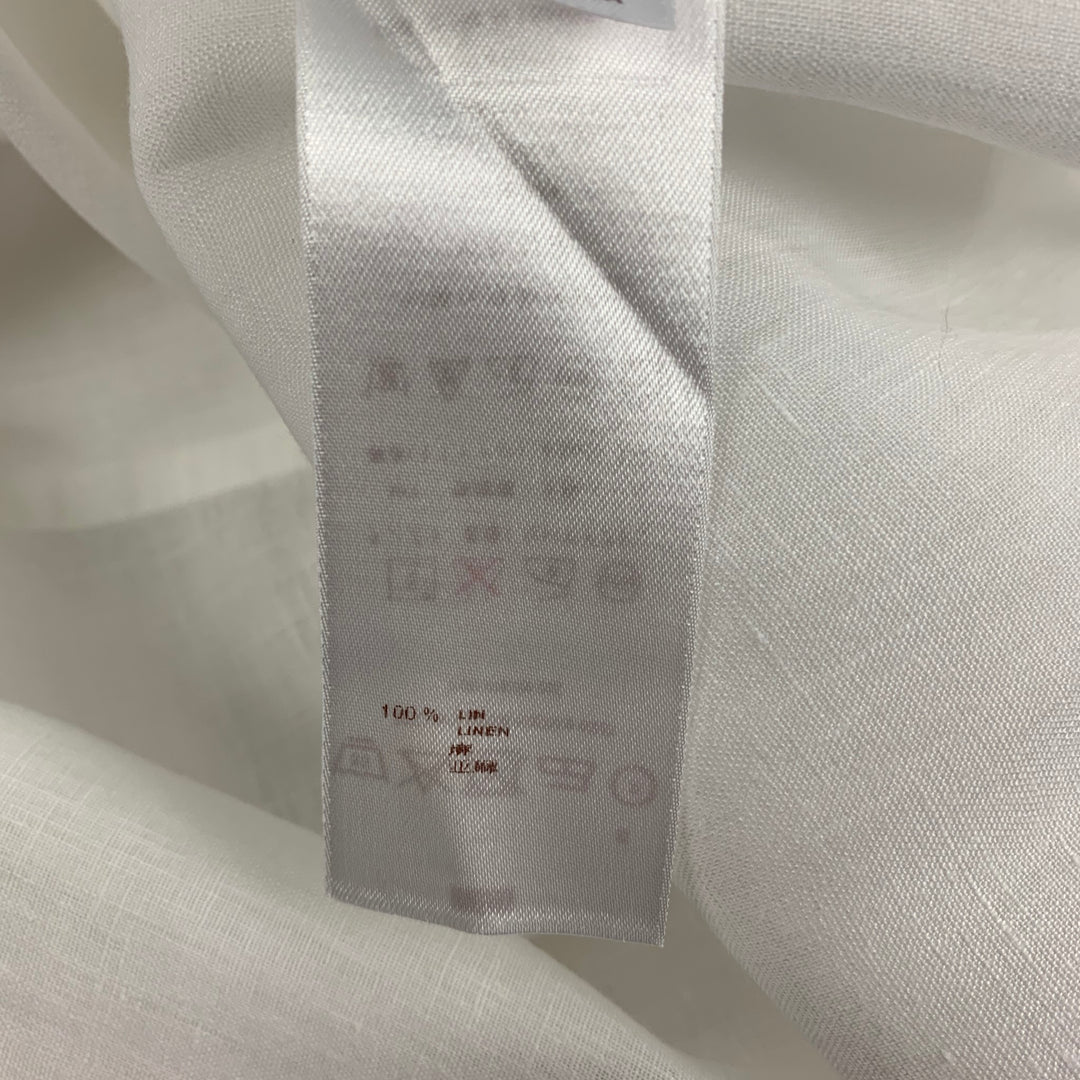 LOUIS VUITTON Size XL White Linen Button Up Long Sleeve Shirt