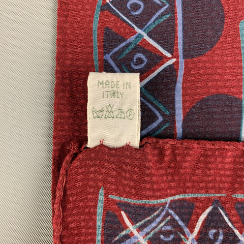 CERRUTI Burgundy Blue Dots Silk Pocket Square