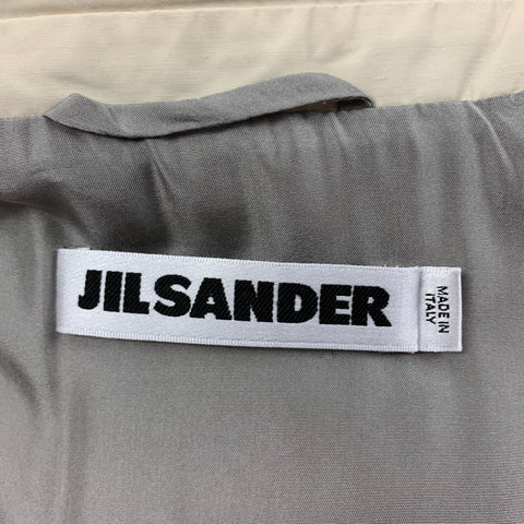 JIL SANDER Size 6 Cream Cotton Blend Hidden Hood Jacket