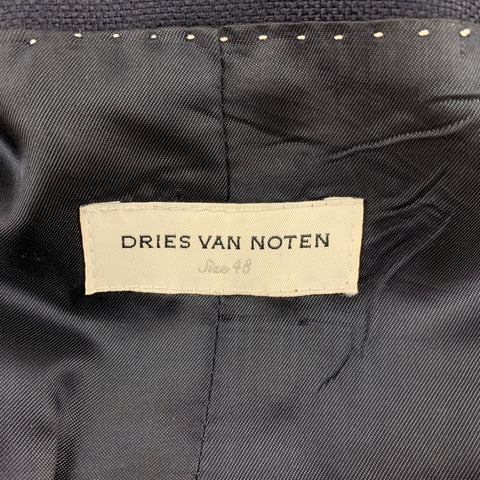 DRIES VAN NOTEN Size 38 Navy Gold Woven Wool Blend Shawl Collar Sport Coat