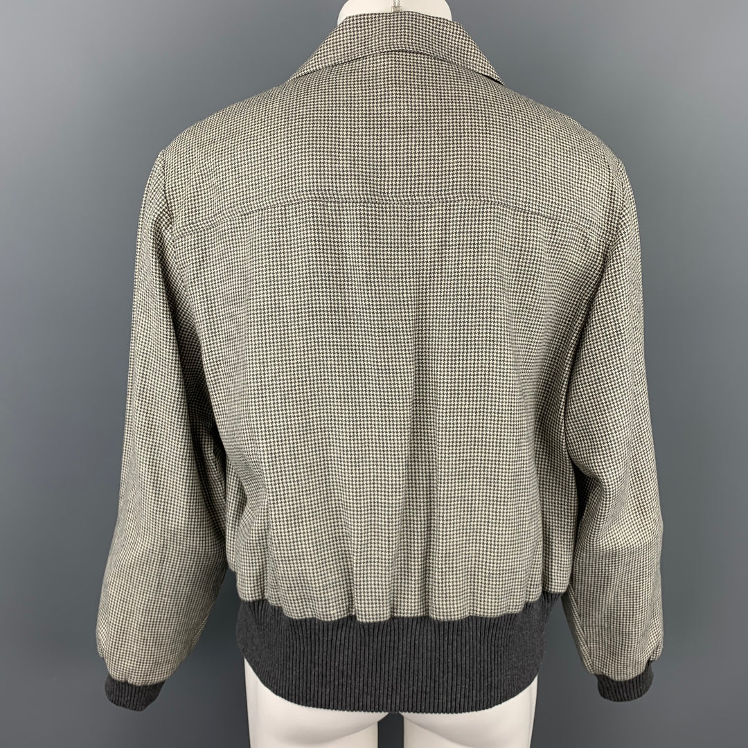 ADAM KIMMEL Size L Light Gray Houndstooth Wool / Linen Jacket