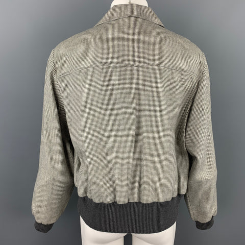 ADAM KIMMEL Size L Light Gray Houndstooth Wool / Linen Jacket