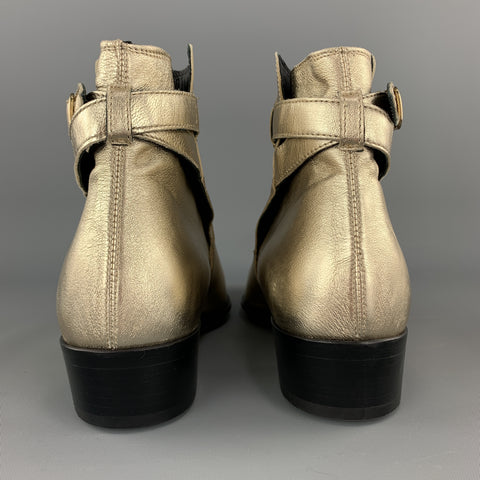 PAUL SMITH Size 9 Gold Metallic Leather Pointed DYLAN Ankle Boots