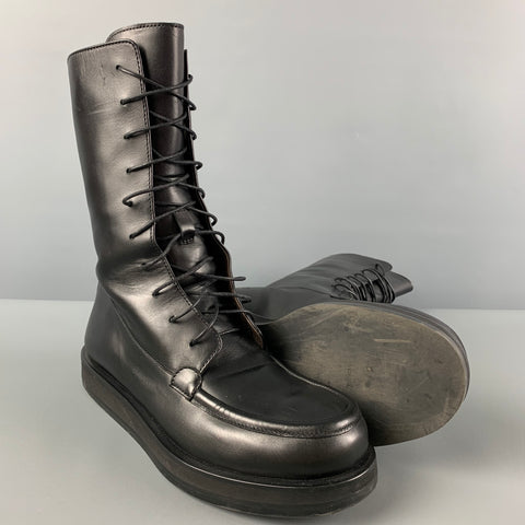 THE ROW Size 7.5 Black Leather Lace Up Boots