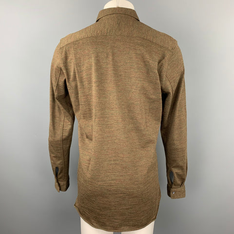 COMME des GARCONS SHIRT Size L Olive Donegal Wool SLong Sleeve Shirt