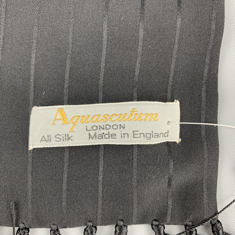 AQUASCUTUM Stripe Black Silk Scarves