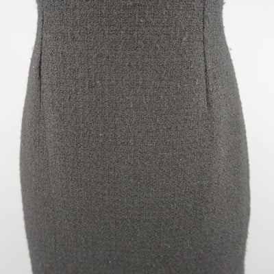 VERSUS by GIANNI VERSACE Size 4 Black Wool Blend Tweed Asymmetrical Dress