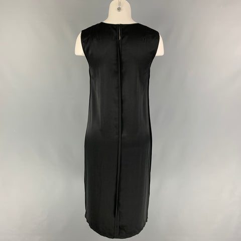 HELMUT LANG Talla XS Vestido recto de seda negro a media pantorrilla