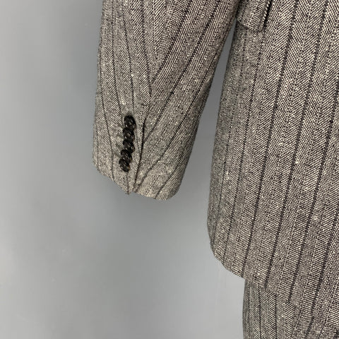 GUCCI Size 38 Grey Stripe Wool Blend Notch Lapel Suit
