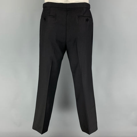 BURBERRY LONDON Size 44 Black Wool Mohair Notch Lapel Tuxedo Suit