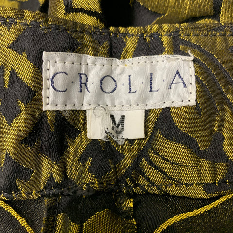 CROLLA Pantalon habillé plissé en jacquard noir olive taille M