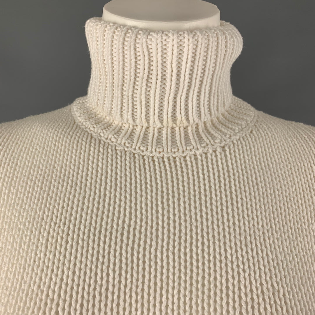 RALPH LAUREN Size M White Cotton Turtleneck Casual Top