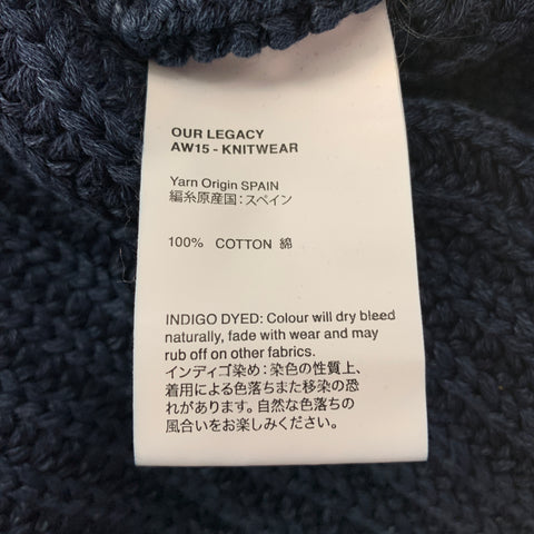 OUR LEGACY Size M Navy Knitted Cotton Crew-Neck Sweater