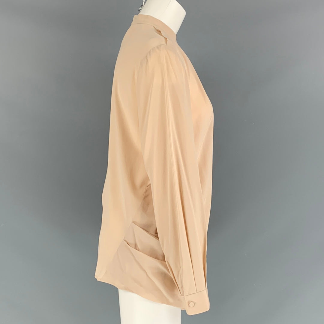 3.1 PHILLIP LIM Size 8 Beige Silk &  Elastane Long placket Blouse