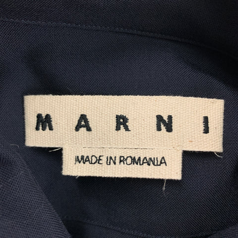 MARNI Size M Navy Virgin Wool Oversized Long Sleeve Shirt
