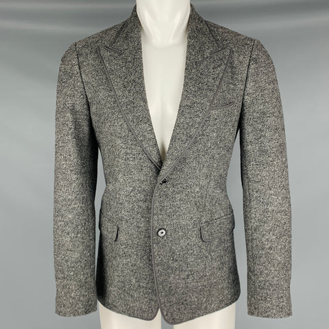 DOLCE & GABBANA Size 40 Grey Black Heather Wool Peak Lapel Sport Coat