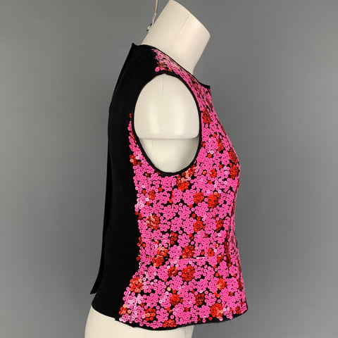 MARC JACOBS Top corto de vestir con lentejuelas en mezcla de poliéster rosa y negro talla M