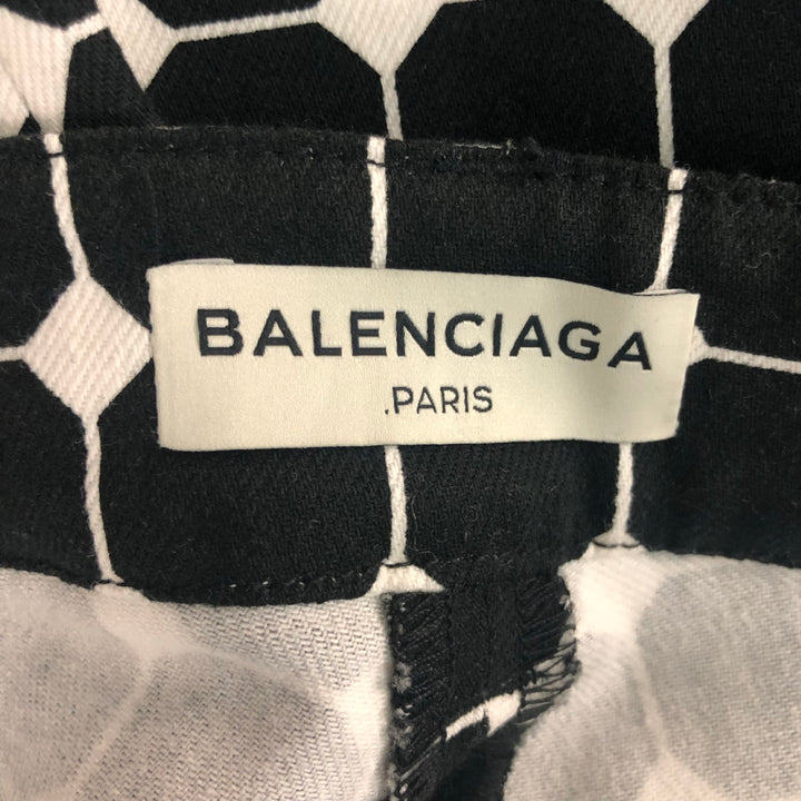 BALENCIAGA Size 4 Black White Cotton &  Elastane Checkered Dress Pants