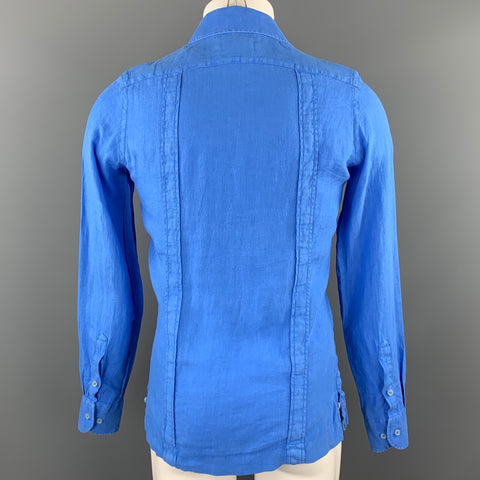 TRAFALGAR Taille XS Chemise à manches longues boutonnée en lin bleu