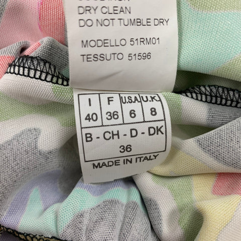 EMILIO PUCCI Taille 6 Haut de robe abstrait en rayonne multicolore à manches longues