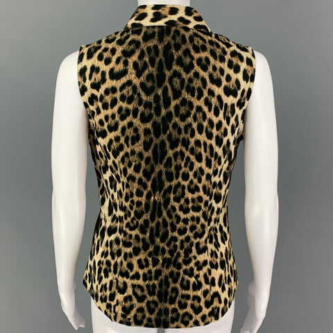 MOSCHINO Size S Beige Brown Animal Print Cotton Sleeveless Casual Top