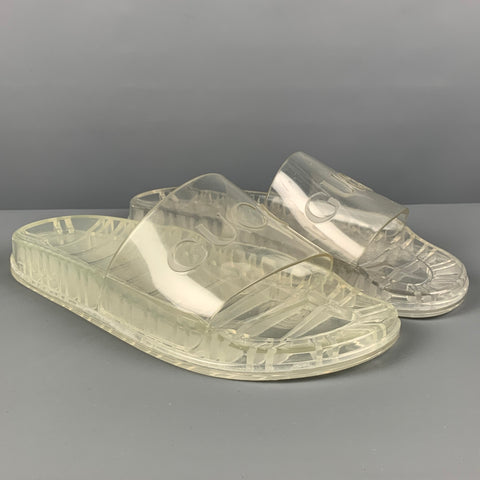 GUCCI Size 9.5 Clear Logo Rubber Sandals