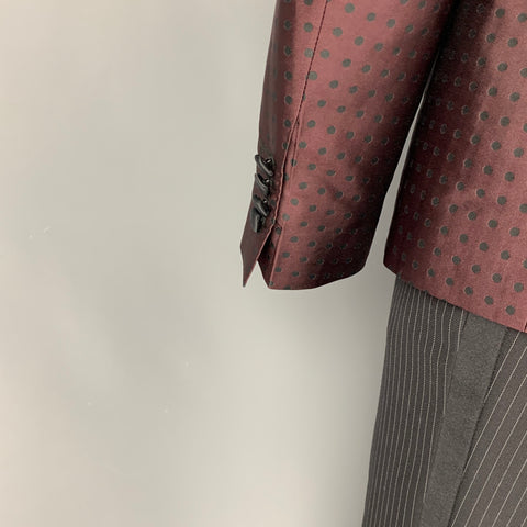DOLCE & GABBANA Size 42 Black Burgundy Wool Blend 3 Piece Suit