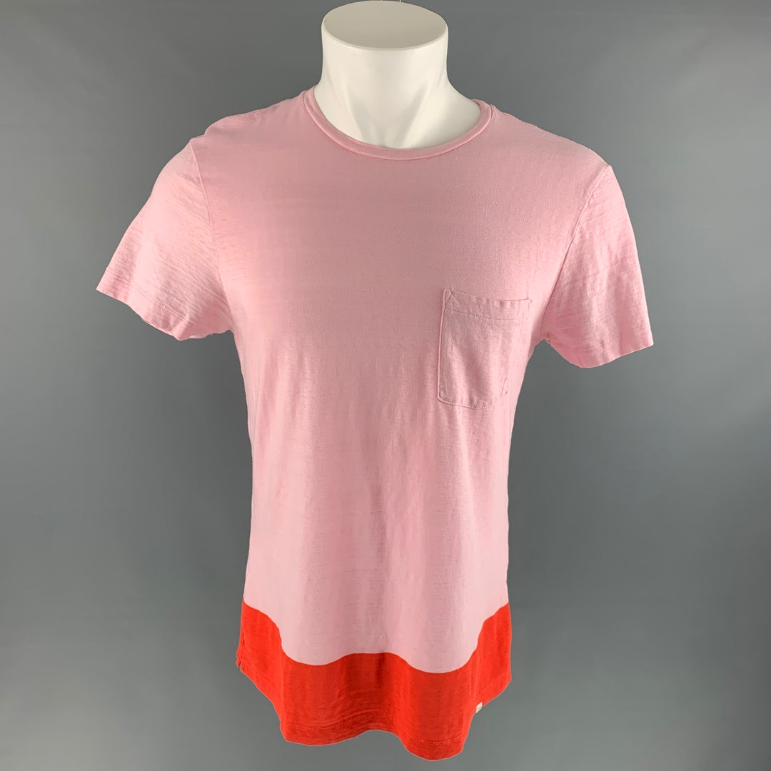 ORLEBAR BROWN Size M Pink Orange Color Block Short Sleeve T-shirt
