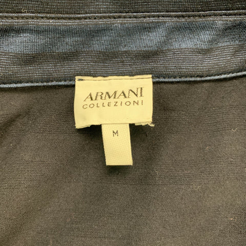 ARMANI COLLEZIONI Size M Navy Blue Stripe Viscose Blend Buttoned Polo