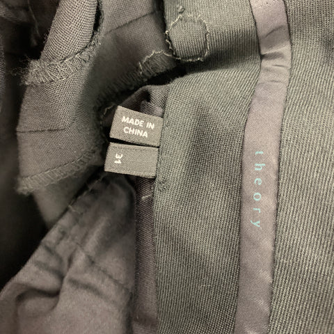 THEORY Size 31 Black Wool / Lycra Zip Fly Dress Pants