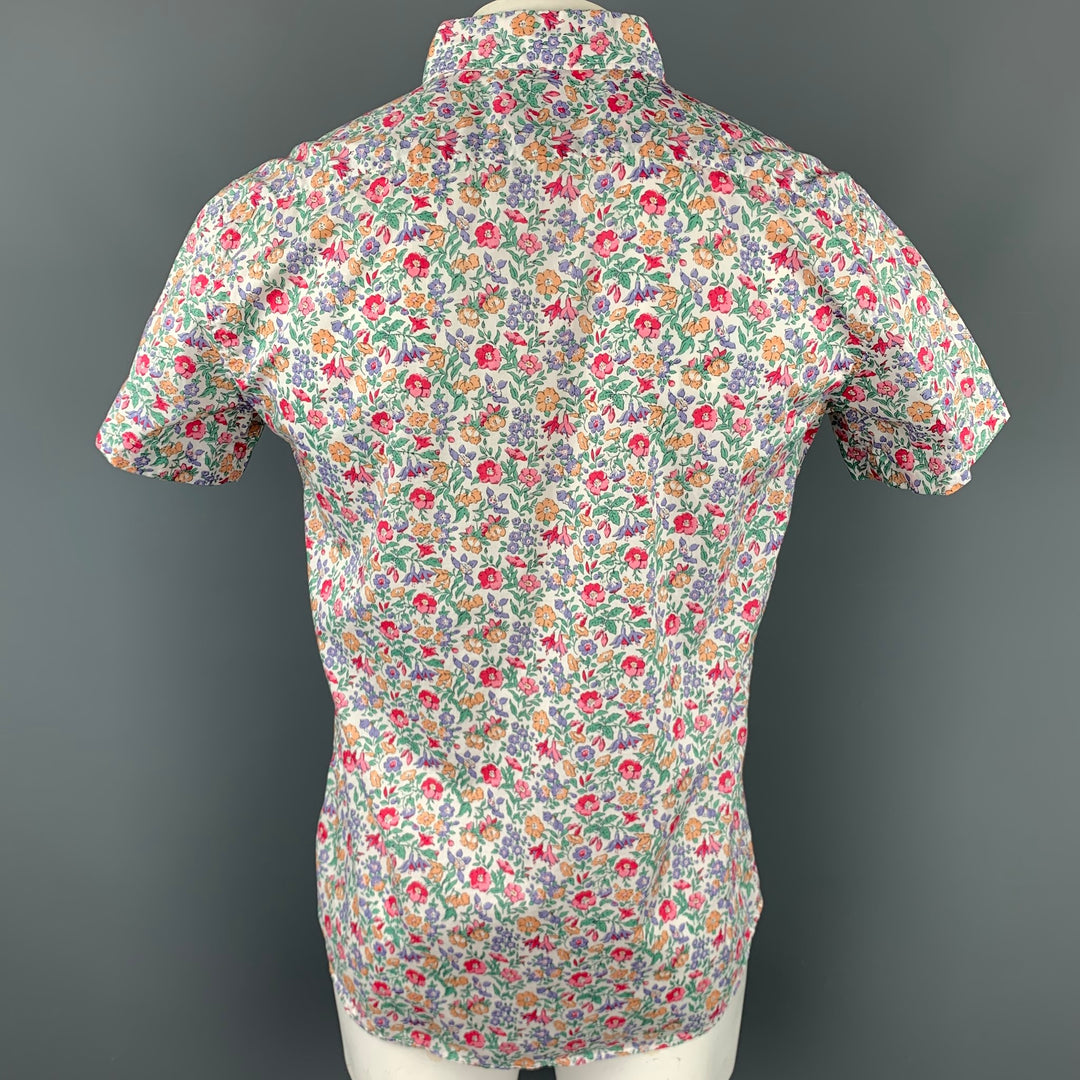 MIU MIU Camisa de manga corta con botones de algodón floral multicolor talla M