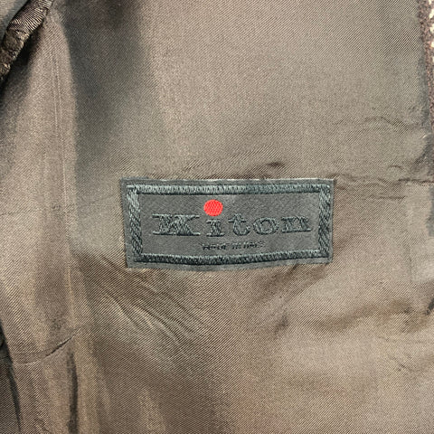 KITON Size 6 Brown & Blue Cashmere Plaid Double Breasted Pants Suit