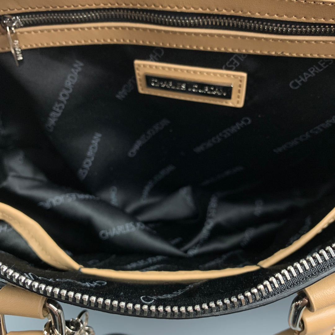 CHARLES JOURDAN Sac à main Dalton fourre-tout en cuir noir et beige