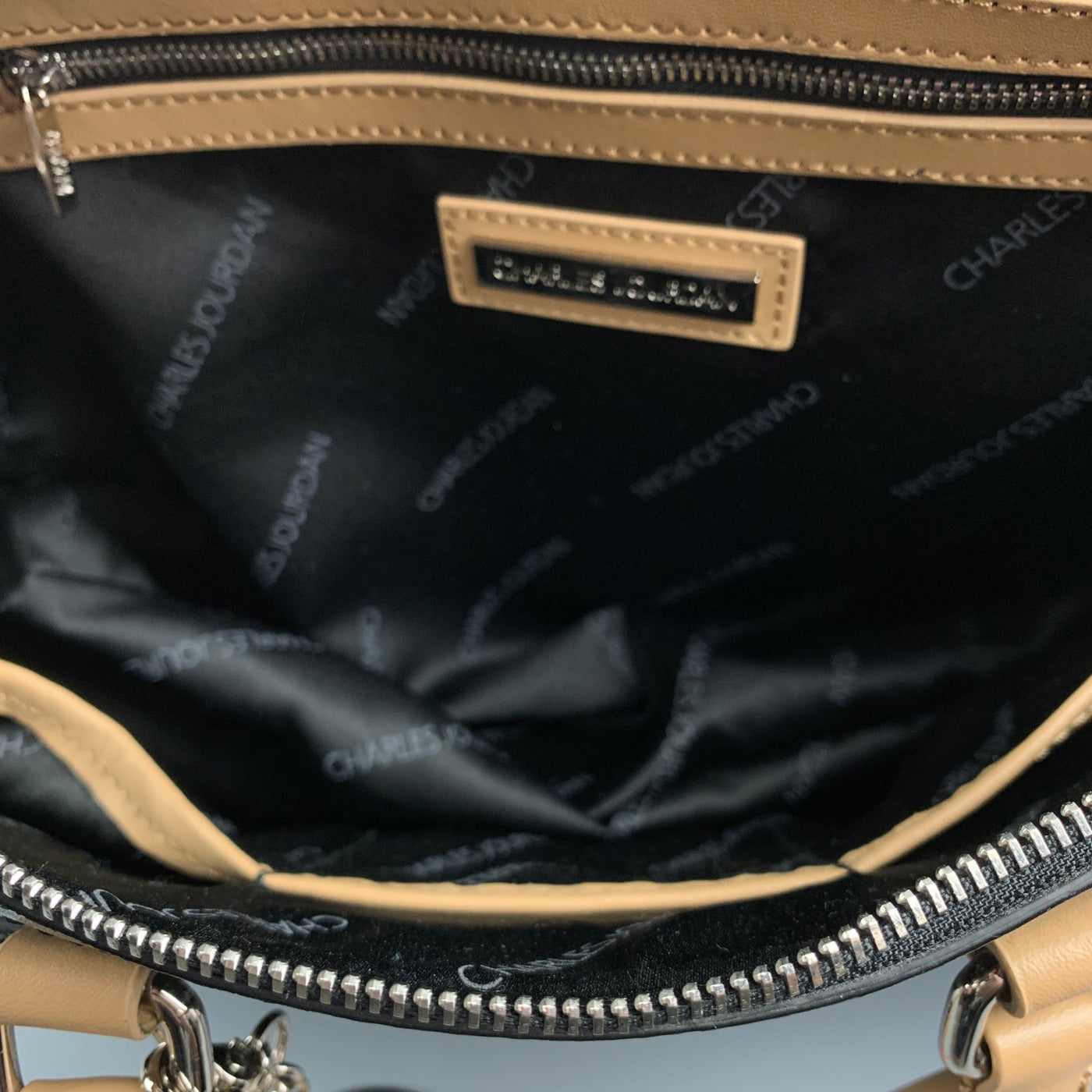 CHARLES JOURDAN Black & Tan Leather Tote Dalton Handbag