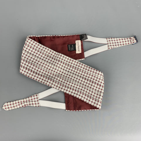 Vintage GIANNI VERSACE Silver & Burgundy Woven Silk Cummerbund & Bow Tie Set