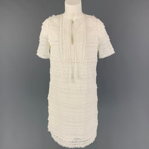 MARGARET OLEARY Taille XS Robe à manches courtes en polyester blanc avec œillets