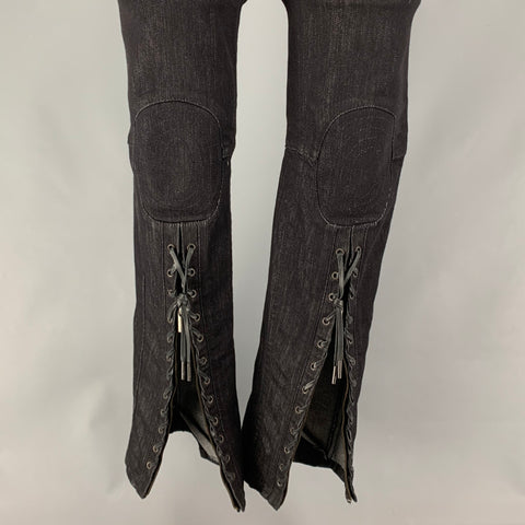 GAULTIER JEANS Size 29 Black Cotton Polyester Wide-Leg Low Rise Jeans