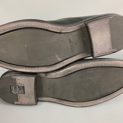 CALVIN KLEIN COLLECTION Size 9 Black Leather Double Monk Strap Loafers