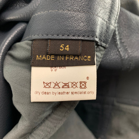 LOUIS VUITTON Size 44 Grey Suede Leather Zip Up Jacket