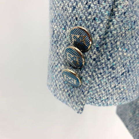 ESCADA Taille 6 Veste à simple boutonnage en cachemire bleu