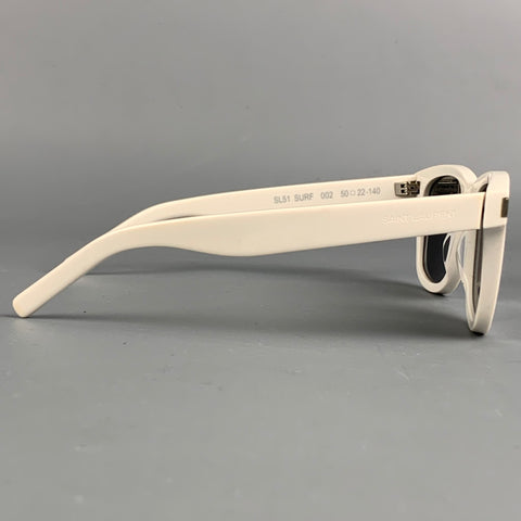 SAINT LAURENT White Acetate Mirrored Sunglasses