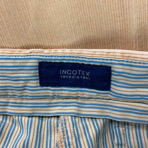 INCOTEX Size 32 Yellow Corduroy Cotton Cuffed Casual Pants
