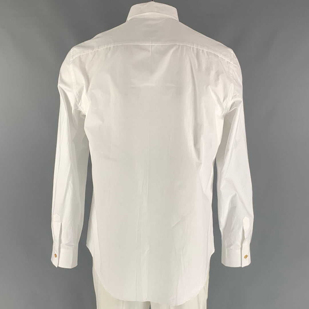 PAUL SMITH Size XL White Solid Cotton Button Up Long Sleeve Shirt