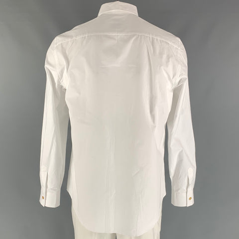 PAUL SMITH Size XL White Solid Cotton Button Up Long Sleeve Shirt