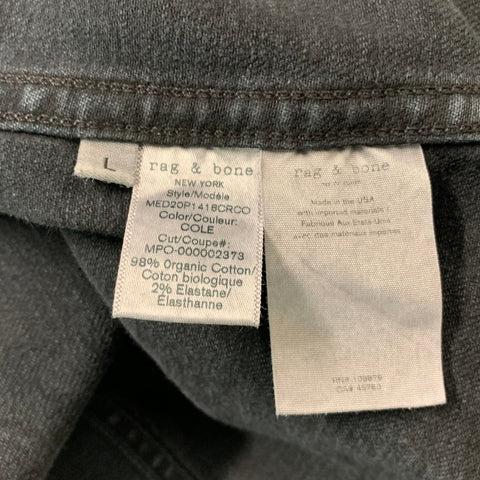 RAG & BONE Trucker Chest Size L Black Distressed Denim Jacket