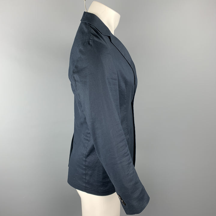 TOMORROWLAND Size 36 Navy Solid Cotton Blend Notch Lapel Sport Coat