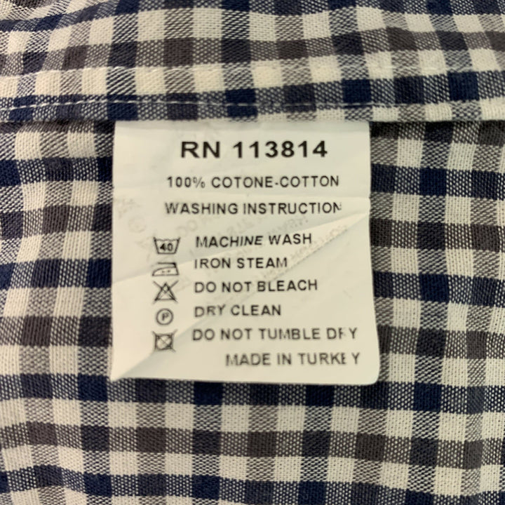 BILLY REID Size M Grey & Blue White Checkered Cotton Long Sleeve Shirt
