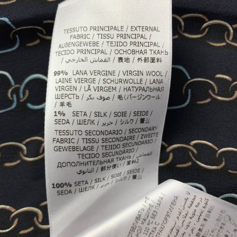 SALVATORE FERRAGAMO Talla 4 Abrigo con botones ocultos sin cuello de lana / seda azul marino