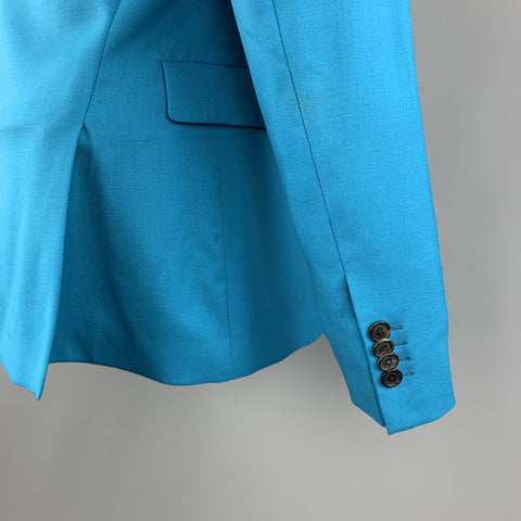 PAUL SMITH Size 40 Aqua Wool Notch Lapel Two Buttons Sport Coat